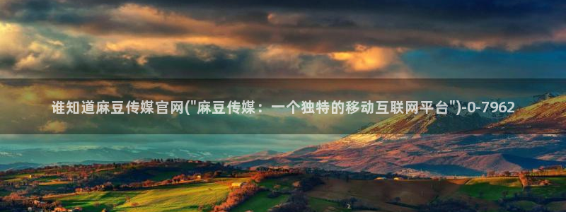 麻豆传媒系列官网：谁知道麻豆传媒官网(\